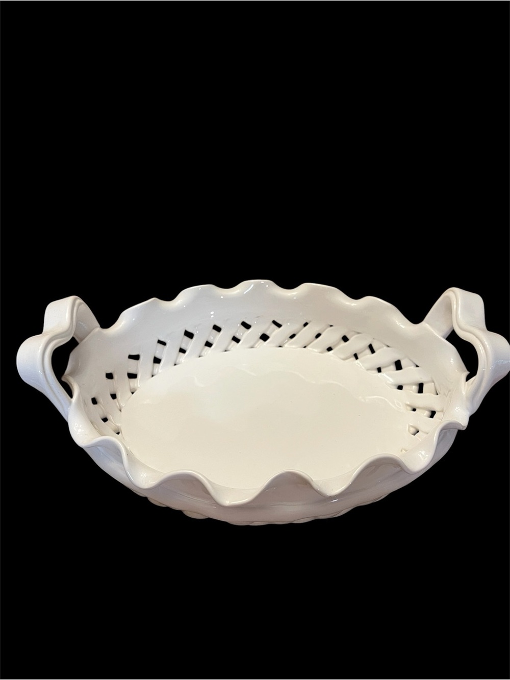Studio Nova White Ceramic Scalloped Serving Bowl with Handles